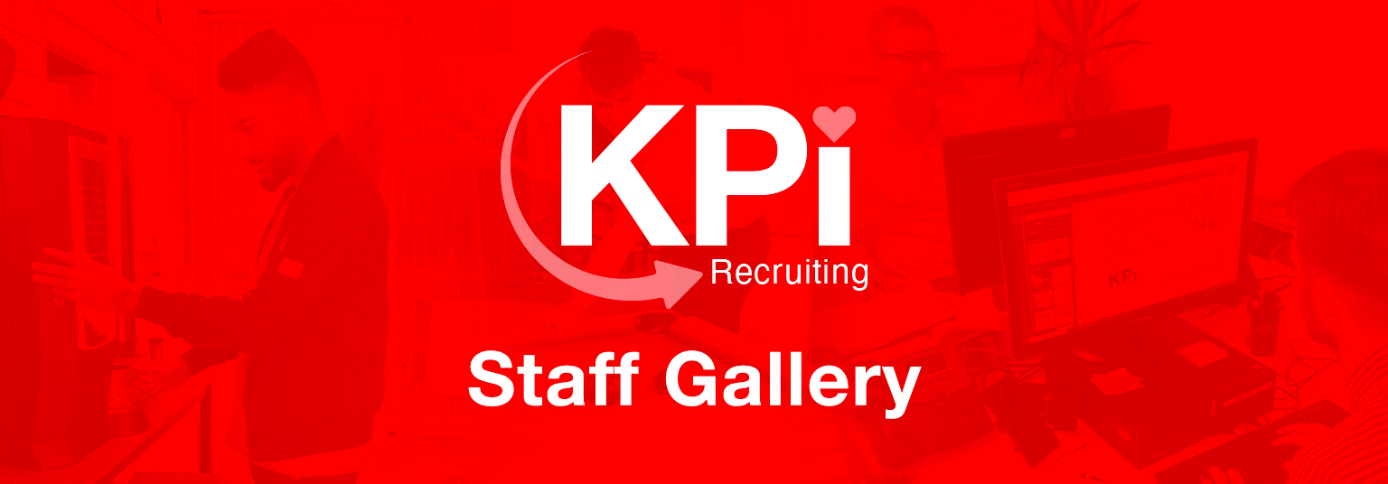 Banner image with staff in the office, overlayed with a red tint.