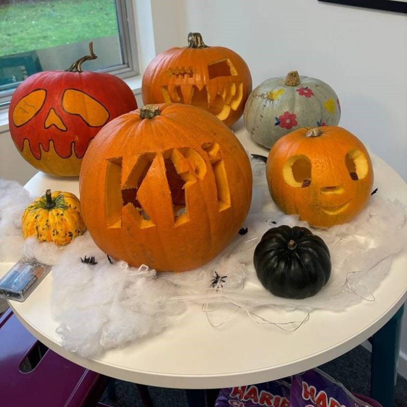 Pumpkins carved by KPI Recruiting recruiters