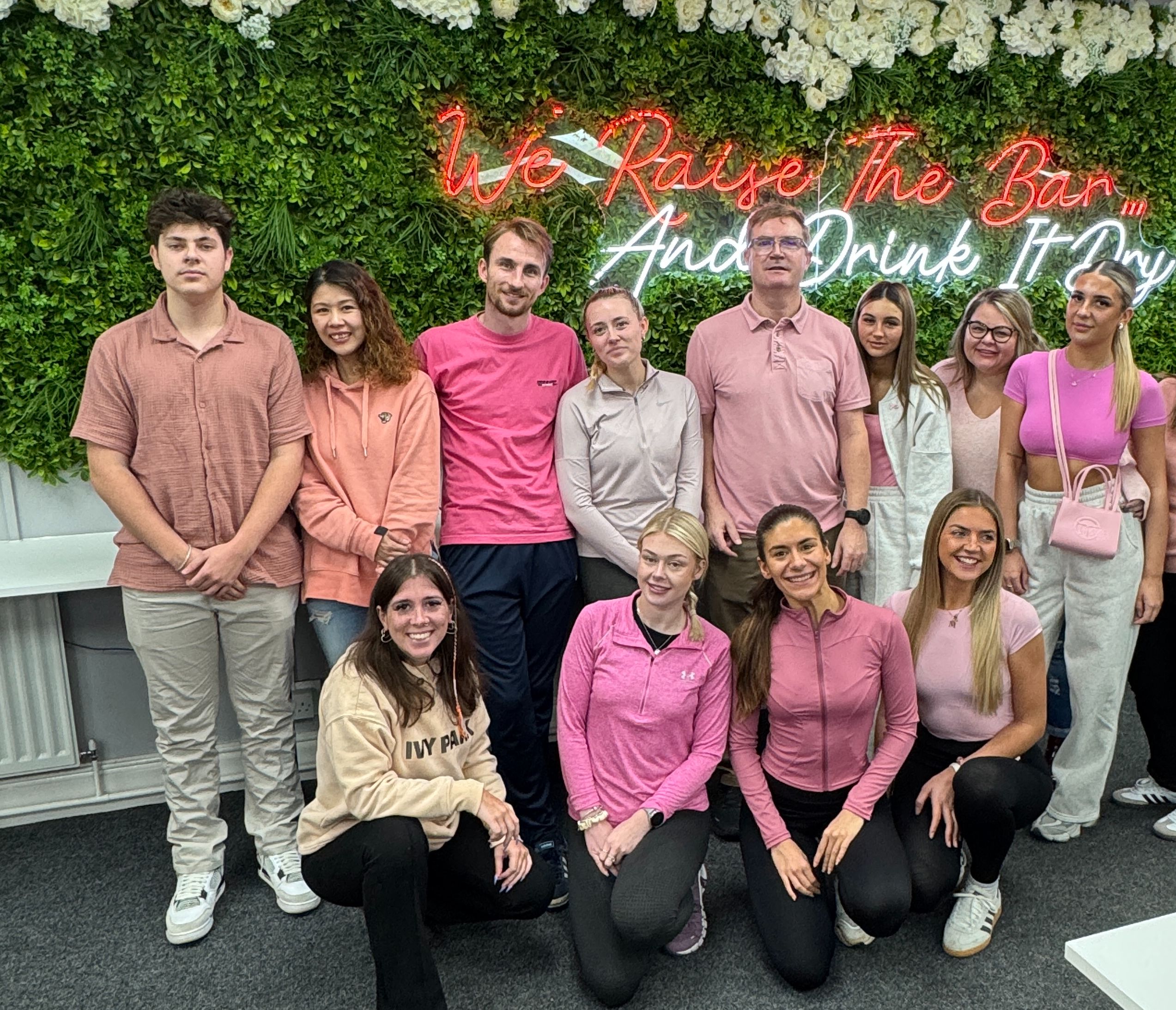 Team dressed in pink photo